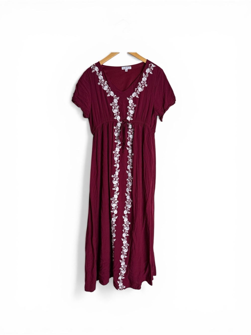 Maxi Dress Size L Burgundy Embroidered Saving Paige